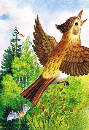 Жаворонок летает высоко над землей