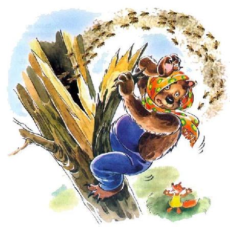 Медведь залез на дерево за медом дикие пчелы атакуют